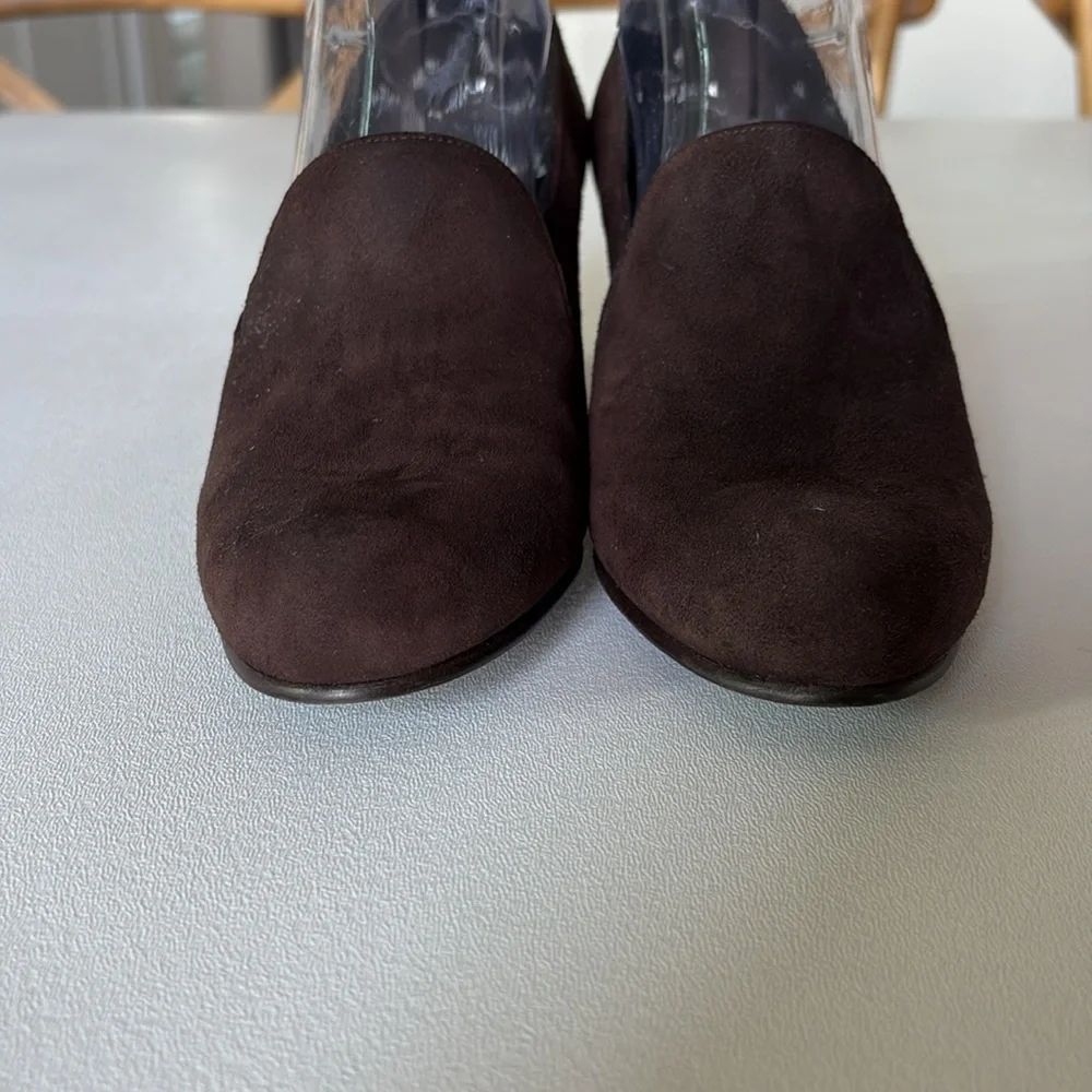 Stuart Weitzman Arise Suede Loafer Wedge Shoes Brown Neutral Minimalist Size 8.5